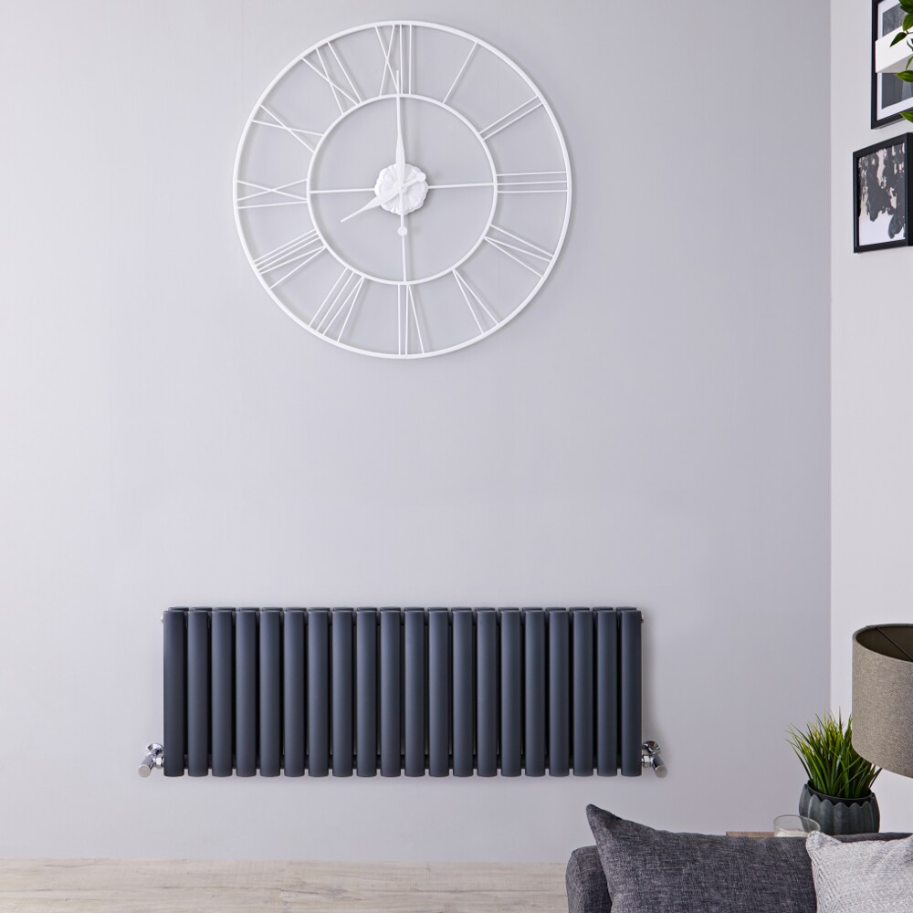 Design Heizkörper Doppellagig Horizontal Anthrazit 400mm x 1180mm 1238W - Revive