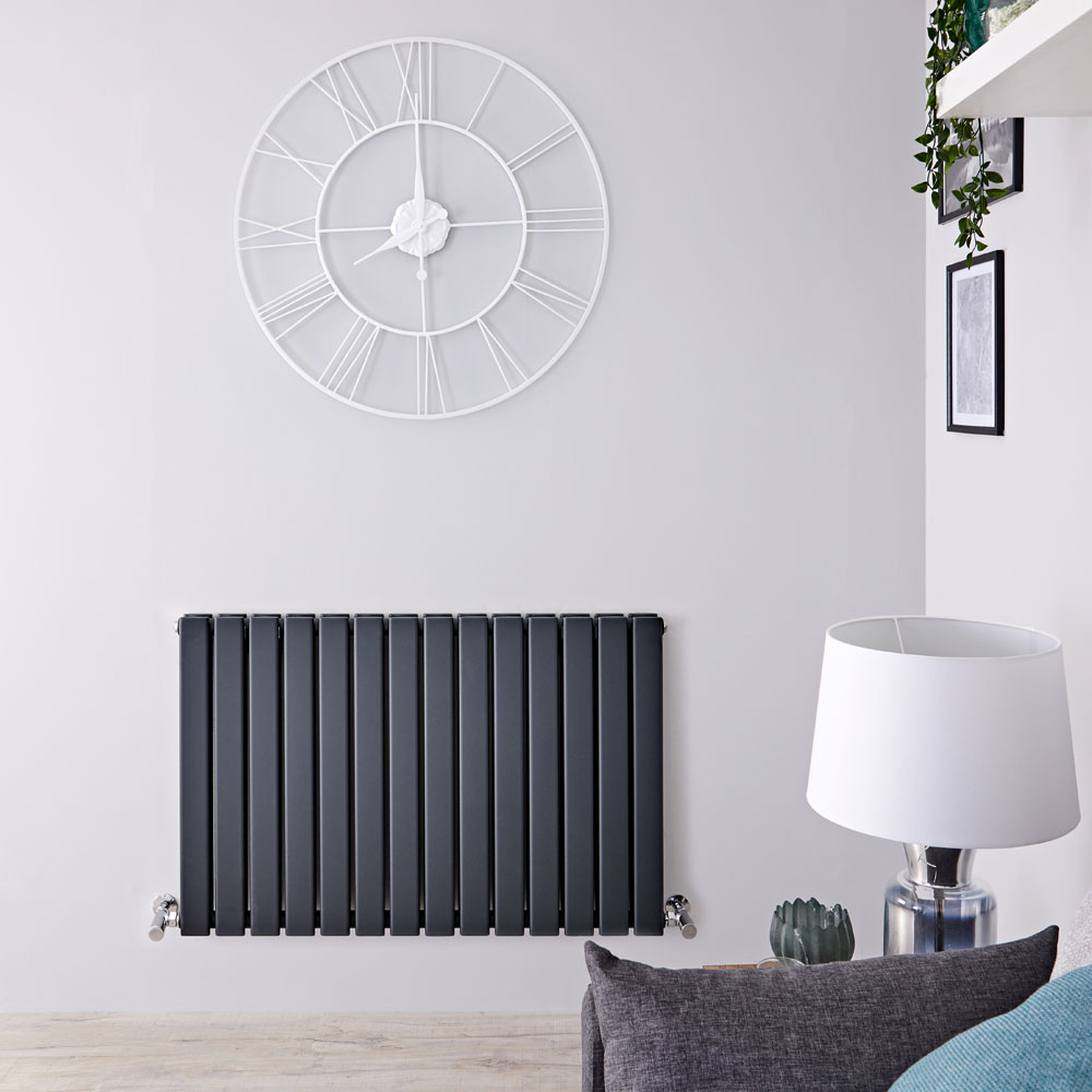 Design Heizkörper Horizontal Doppellagig Anthrazit 635mm x 980mm 1338W - Delta