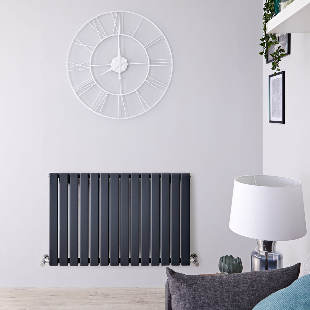 Design Heizkörper Horizontal Einlagig Anthrazit 635mm x 980mm 876W - Delta