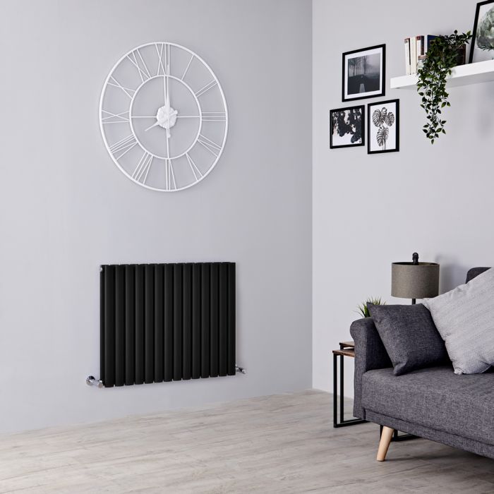 Horizontaler Designer Heizkörper, Schwaraz, Größe wählbar -Revive