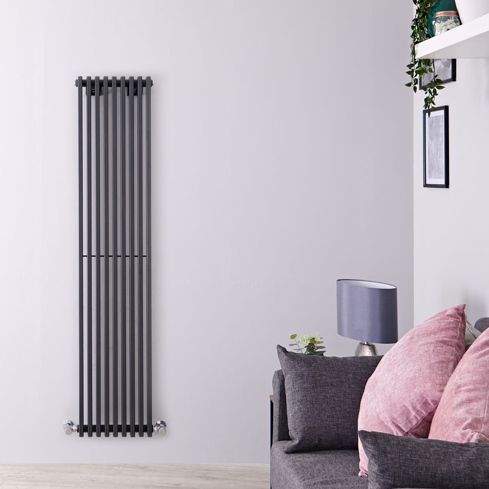Design Heizkörper Vertikal Einlagig Anthrazit 1600mm x 342mm 1053W - Fin