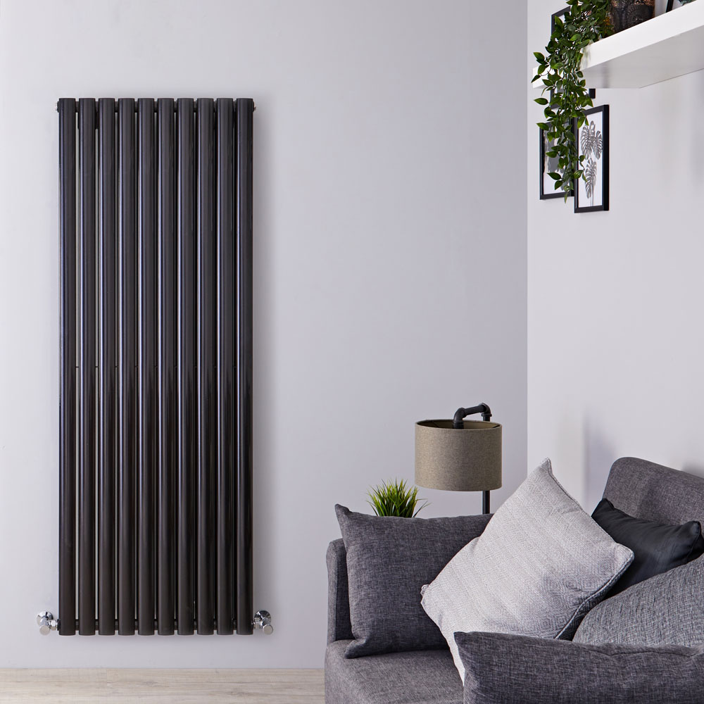 Design Heizkörper Vertikal Doppellagig Schwarz 1600mm x 590mm 2047W - Revive