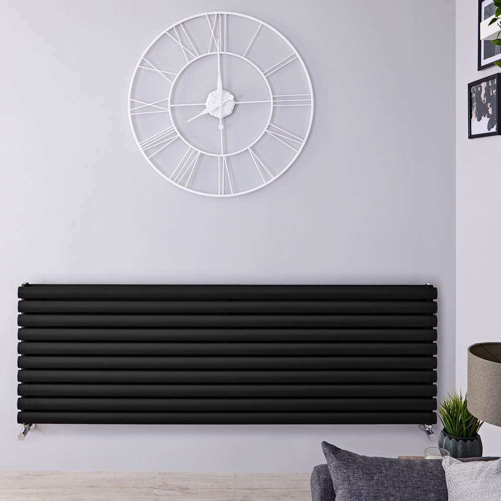 Design Heizkörper Horizontal Doppellagig Schwarz 590mm x 1600mm 1881W - Revive