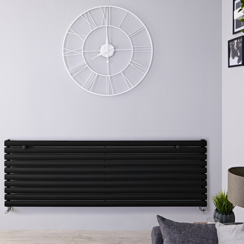 Design Heizkörper Horizontal Einlagig Schwarz 590mm x 1600mm 1299W - Revive