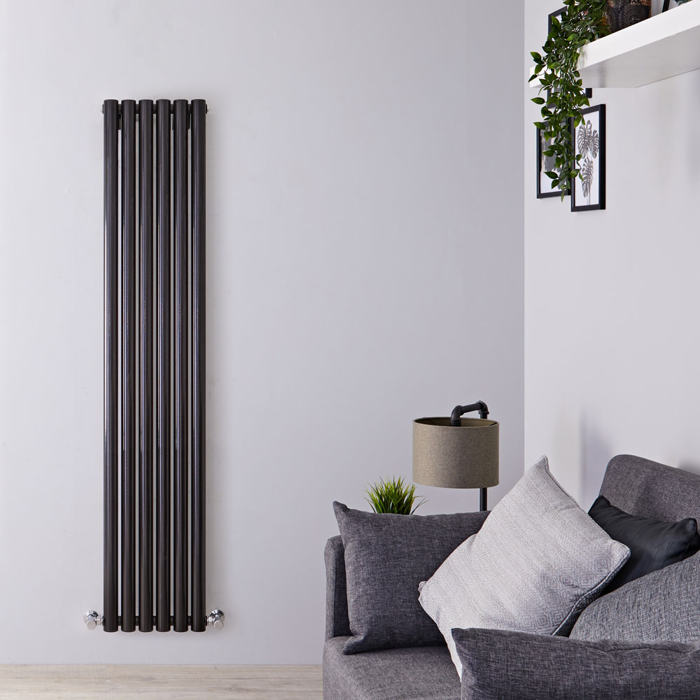 Design Heizkörper Vertikal Einlagig Schwarz 1600mm x 354mm 958W - Savy