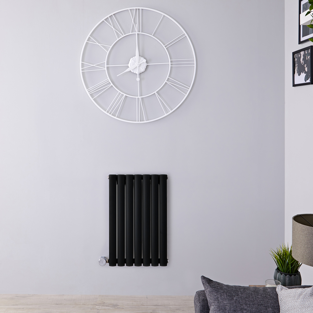 Design Heizkörper Elektrisch Horizontal Einlagig Matt-Schwarz 635mm x 415mm inkl. ein 400W Heizelement - Revive