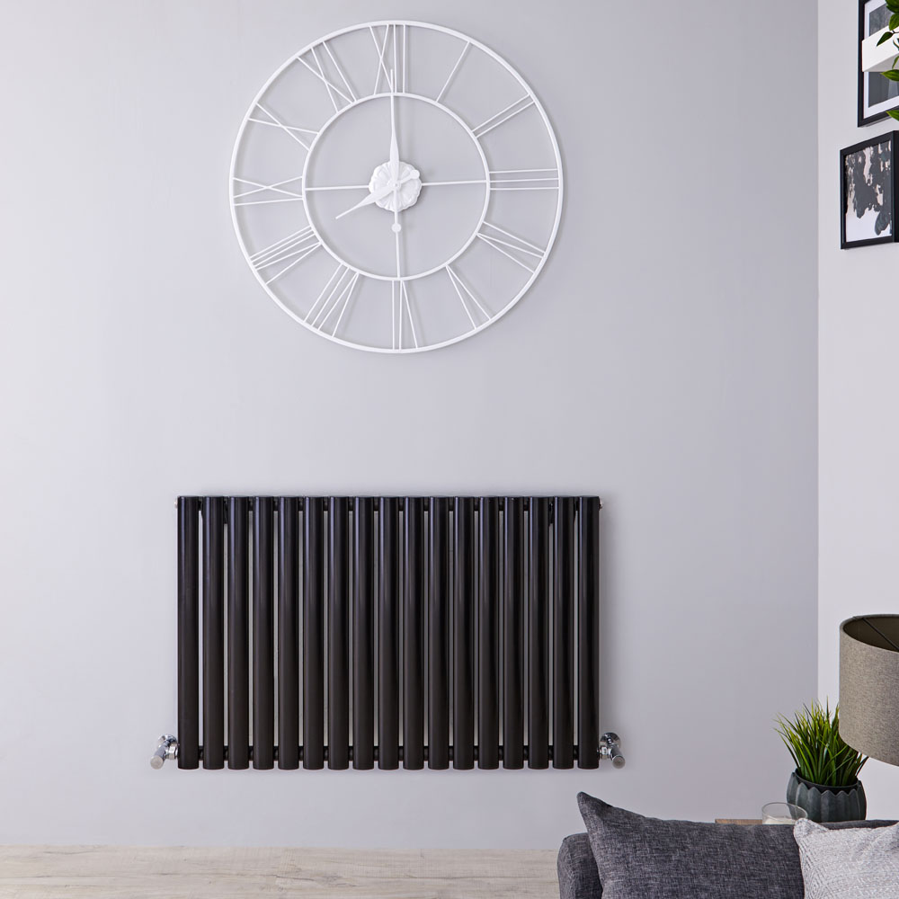 Design Heizkörper Horizontal Einlagig Schwarz 635mm x 1000mm 1015W - Revive