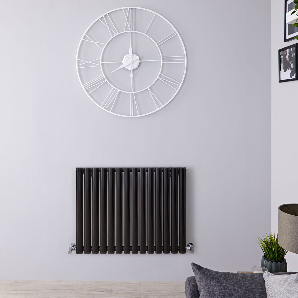 Design Heizkörper Horizontal Einlagig Schwarz 635mm x 834mm 836W - Revive