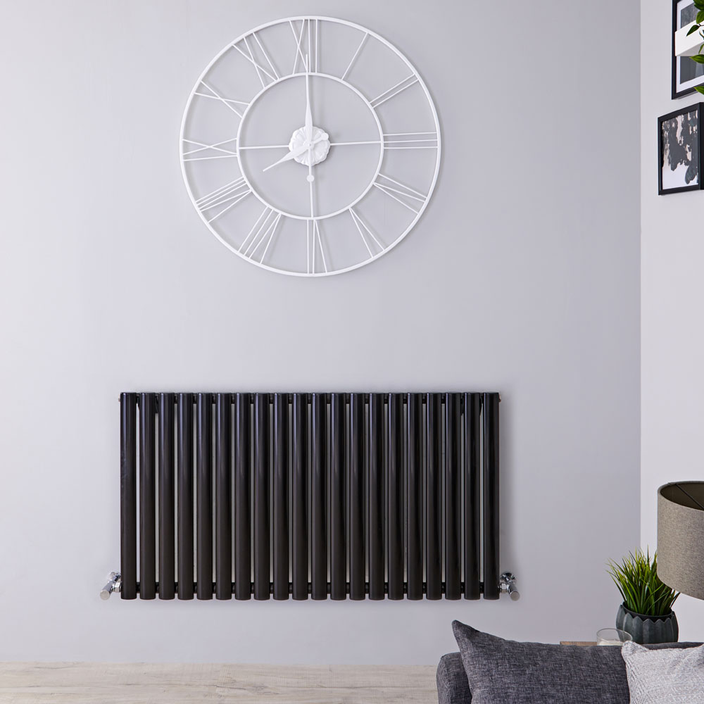 Design Heizkörper Horizontal Einlagig Schwarz 635mm x 1180mm 1194W - Revive