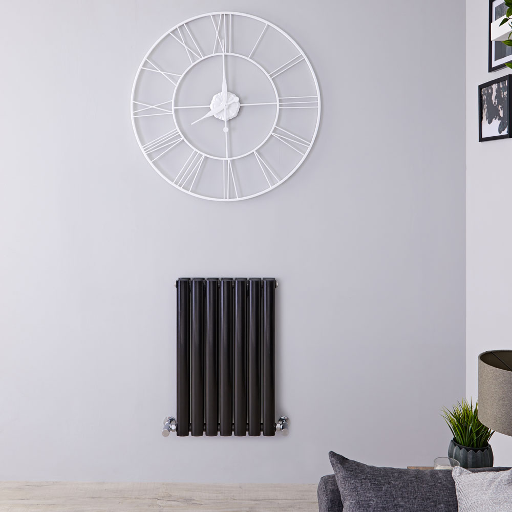 Design Heizkörper Horizontal Doppellagig Schwarz 635mm x 415mm 652W - Revive
