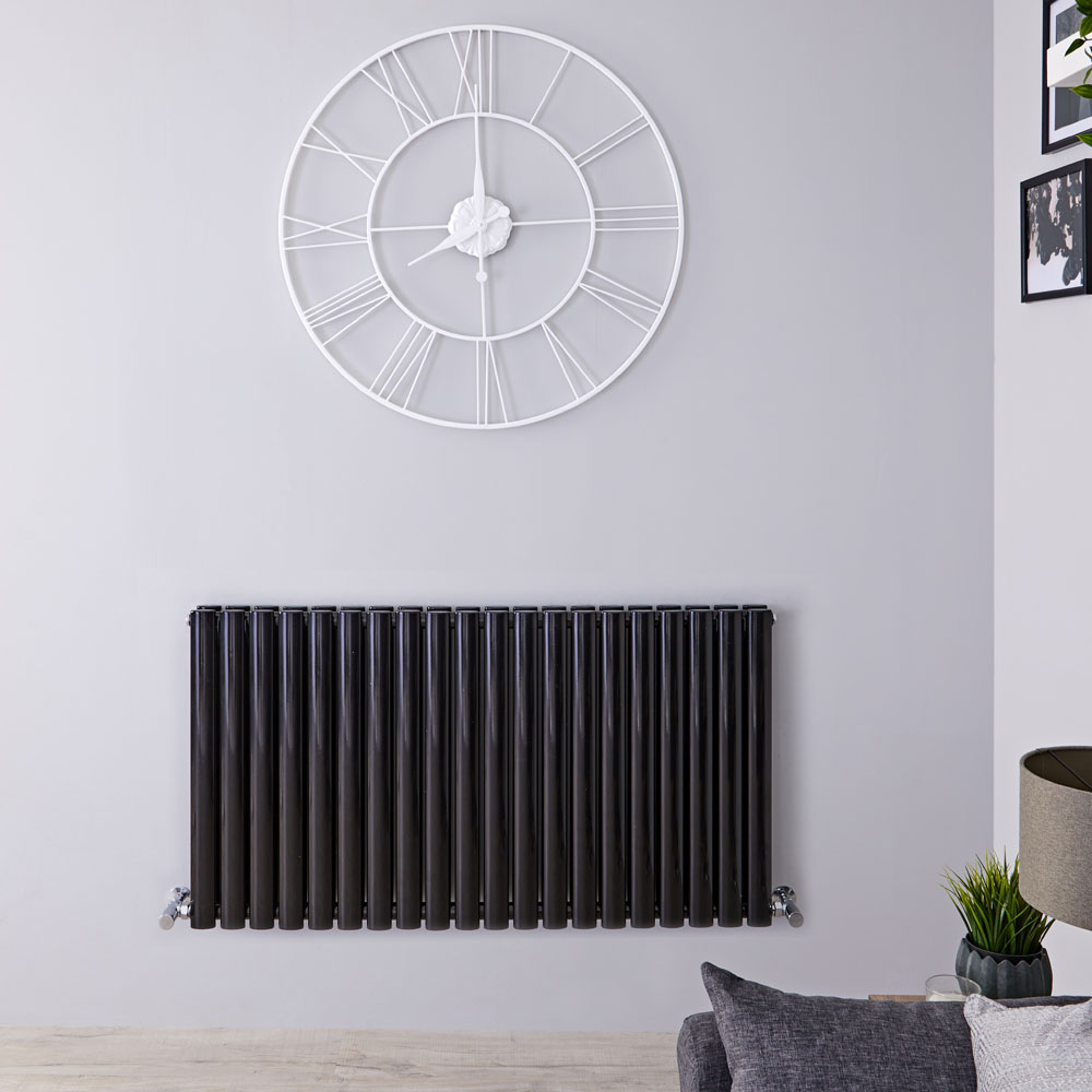 Design Heizkörper Horizontal Doppellagig Schwarz 635mm x 1180mm 1863W - Revive