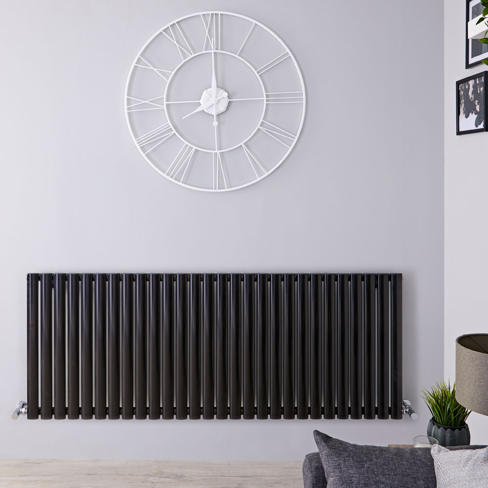 Design Heizkörper Horizontal Doppellagig Schwarz 635mm x 1647mm 2609W - Revive