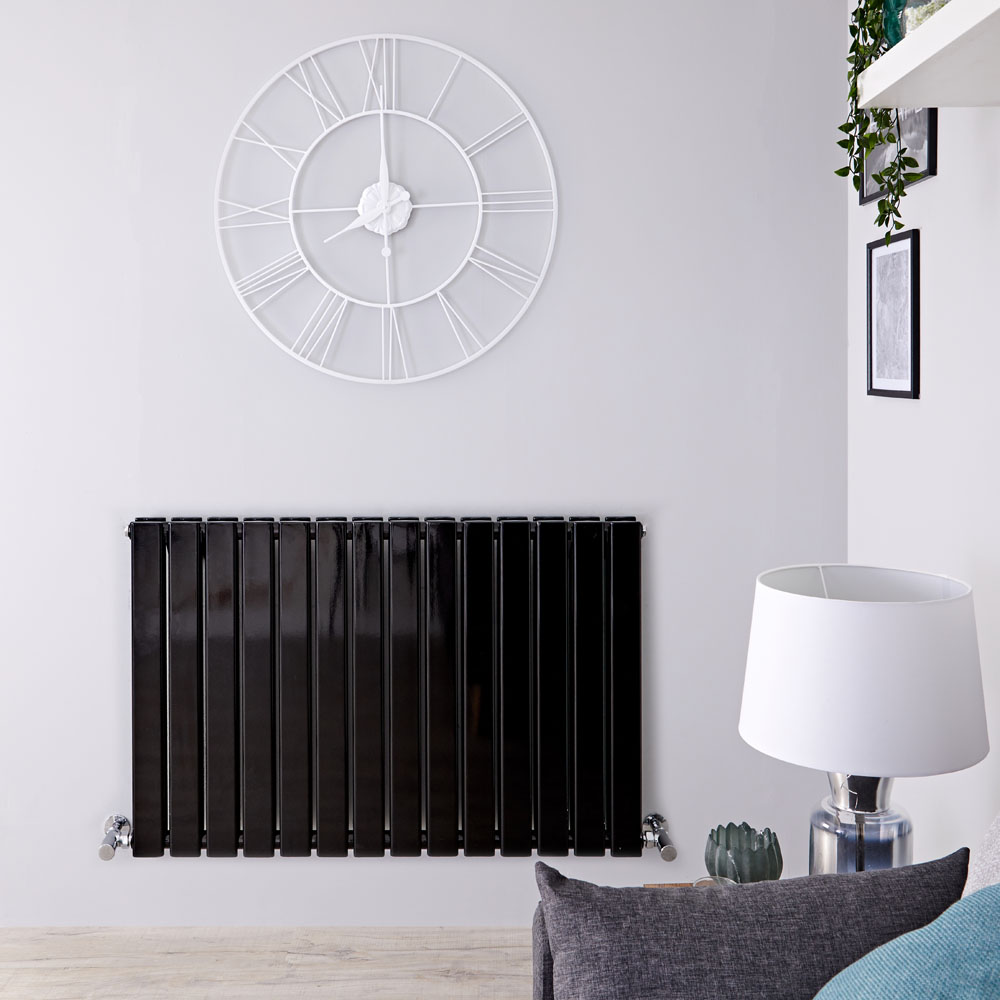 Design Heizkörper Horizontal Doppellagig Schwarz 635mm x 980mm 1338W - Delta