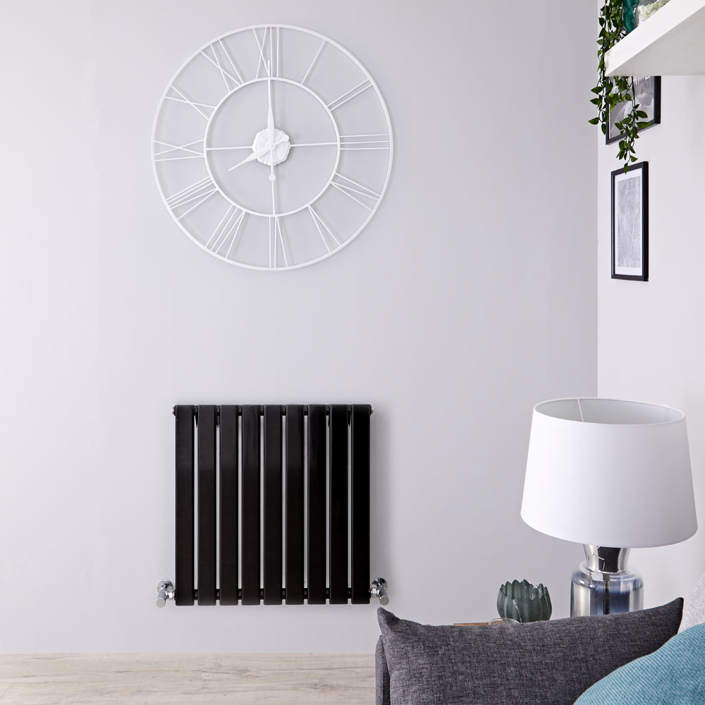 Design Heizkörper Horizontal Einlagig Schwarz 635mm x 630mm 563W - Delta