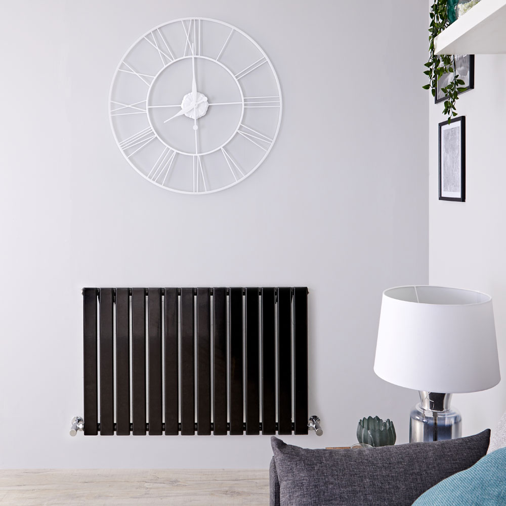 Design Heizkörper Horizontal Einlagig Schwarz 635mm x 980mm 876W - Delta