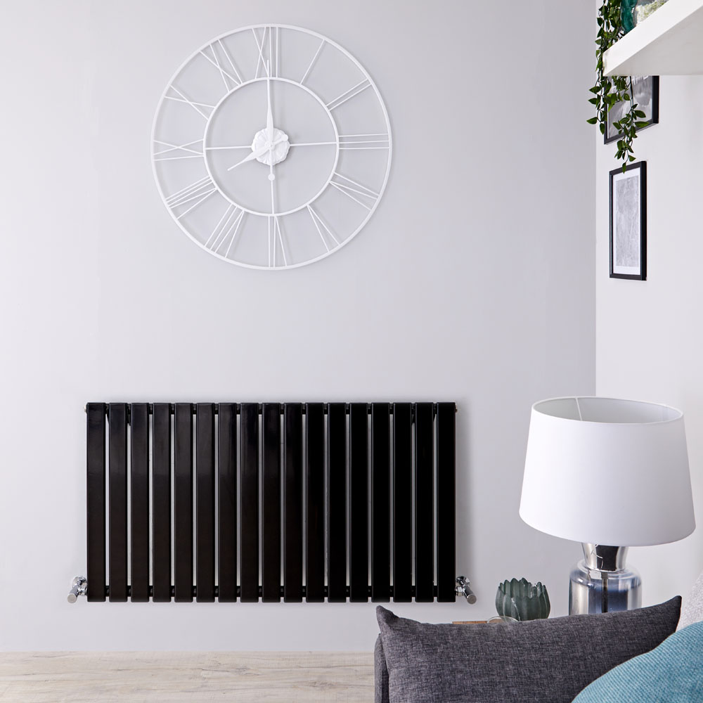 Design Heizkörper Horizontal Einlagig Schwarz 635mm x 1190mm 1064W - Delta