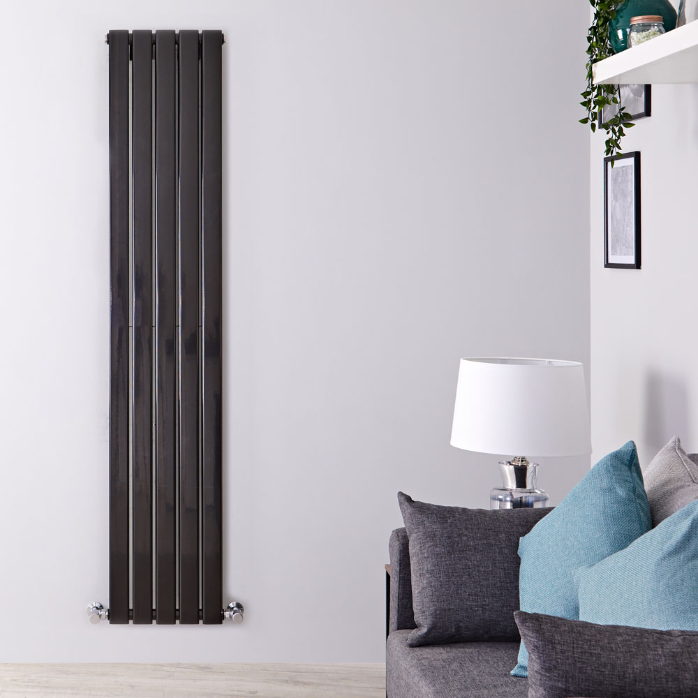 Design Heizkörper Vertikal Doppellagig Schwarz 1600mm x 350mm 1102W - Delta