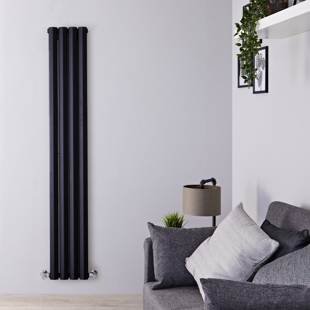 Design Heizkörper Vertikal Doppellagig Schwarz 1600mm x 280mm 983W - Vital