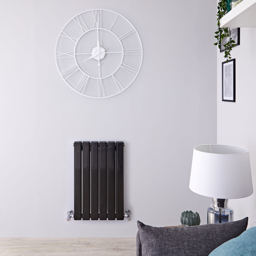 Design Heizkörper Horizontal Doppellagig Schwarz 635mm x 420mm 573W - Delta