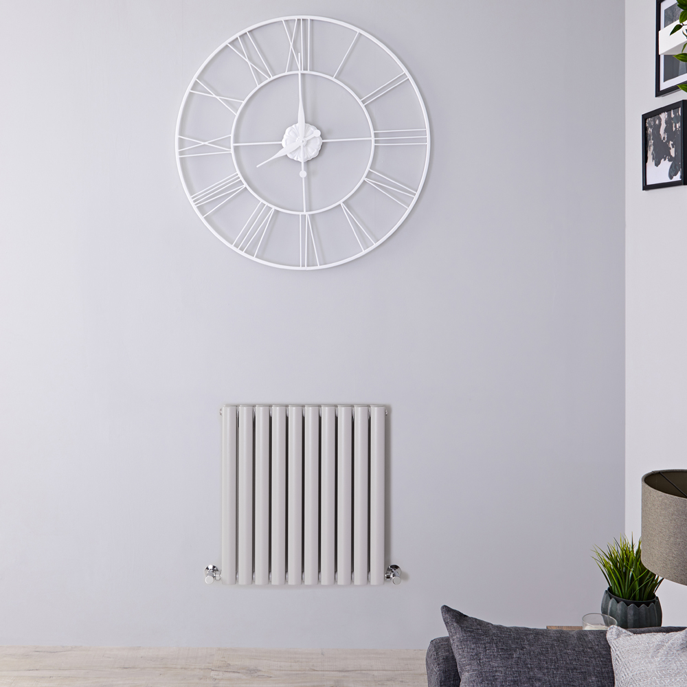 Design Heizkörper Horizontal Doppellagig Hellgrau 635mm x 595mm 932W - Revive