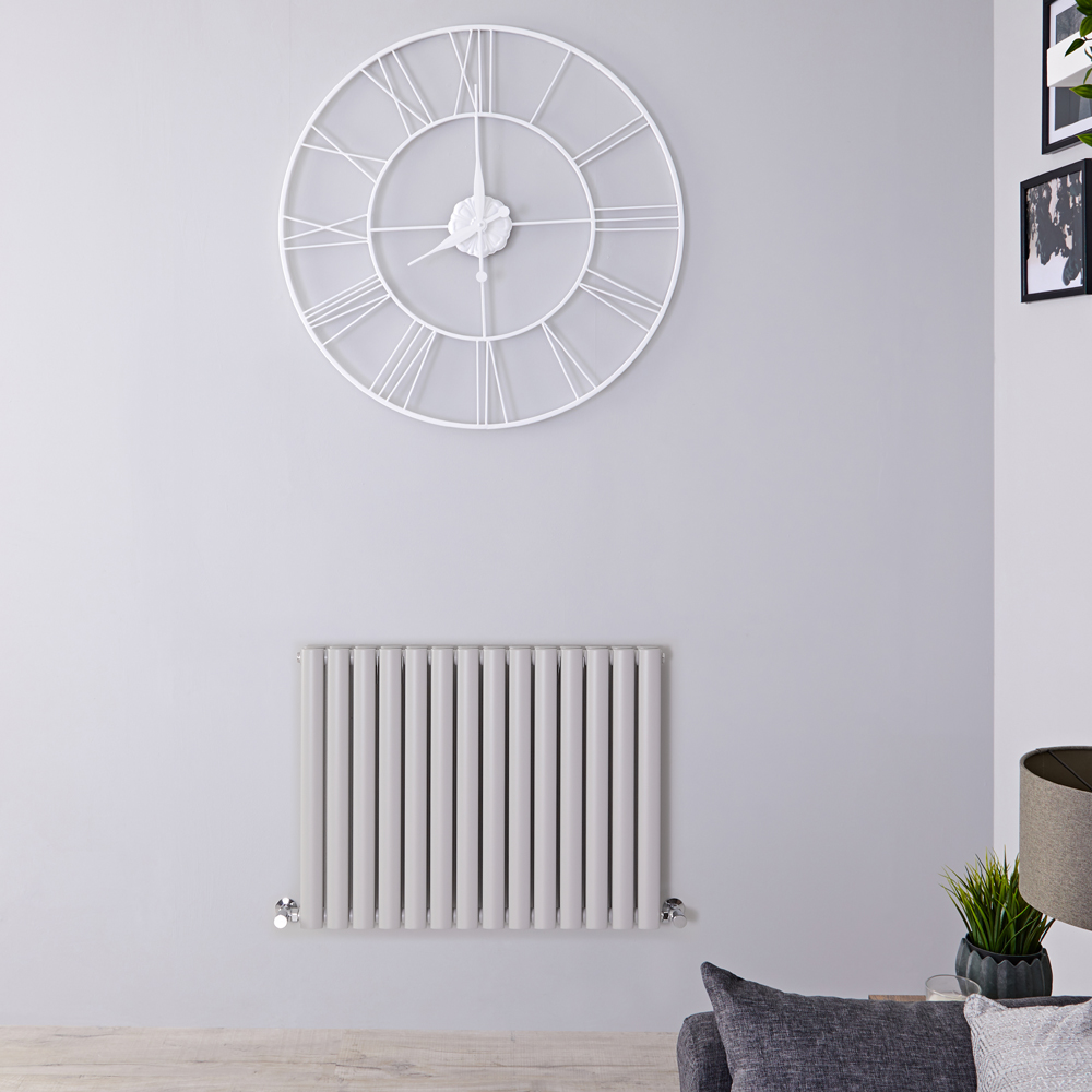 Design Heizkörper Horizontal Doppellagig Hellgrau 635mm x 834mm 1304W - Revive