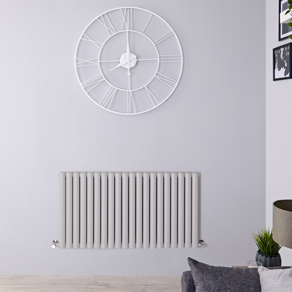Design Heizkörper Horizontal Doppellagig Hellgrau 635mm x 1180mm 1863W - Revive