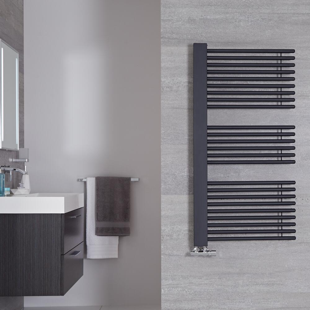 Handtuchheizkörper Mittelanschluss versetzt Anthrazit 667W 1190mm x 600mm - Bosa