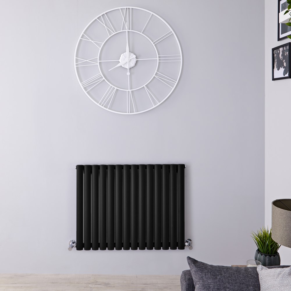 Design Heizkörper Elektrisch Horizontal Einlagig Matt-Schwarz 635mm x 834mm inkl. ein 1000W Heizelement - Revive