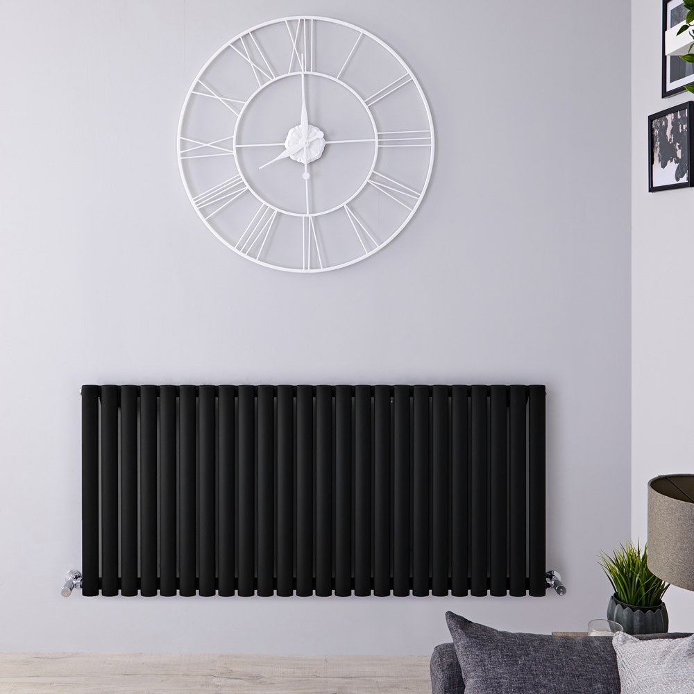 Design Heizkörper Horizontal Einlagig Matt-Schwarz 635mm x 1411mm 1433W - Revive