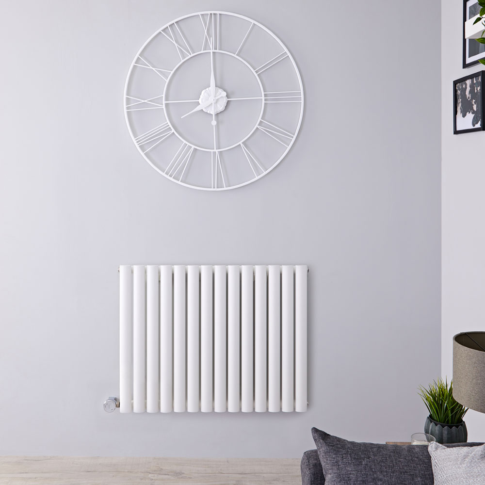 Design Heizkörper Elektrisch Horizontal Einlagig Weiß 635mm x 834mm inkl. ein 1000W Heizelement - Revive