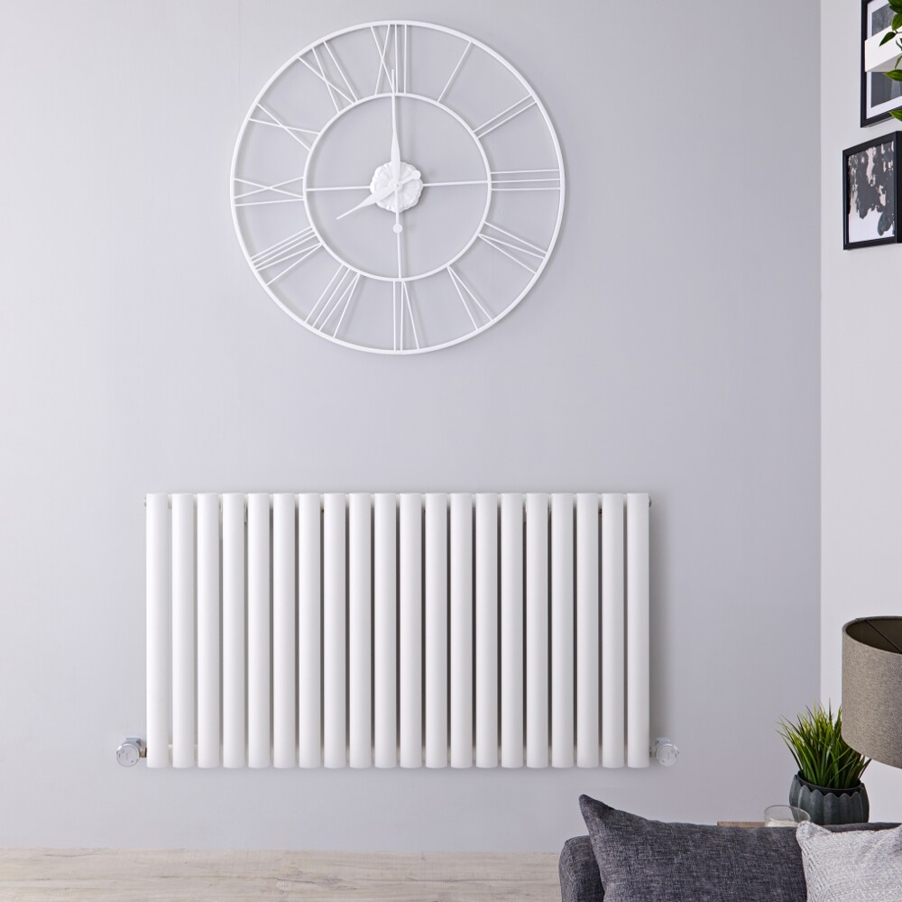 Design Heizkörper Elektrisch Horizontal Einlagig Weiß 635mm x 1180mm inkl. 2x 800W Heizelemente - Revive
