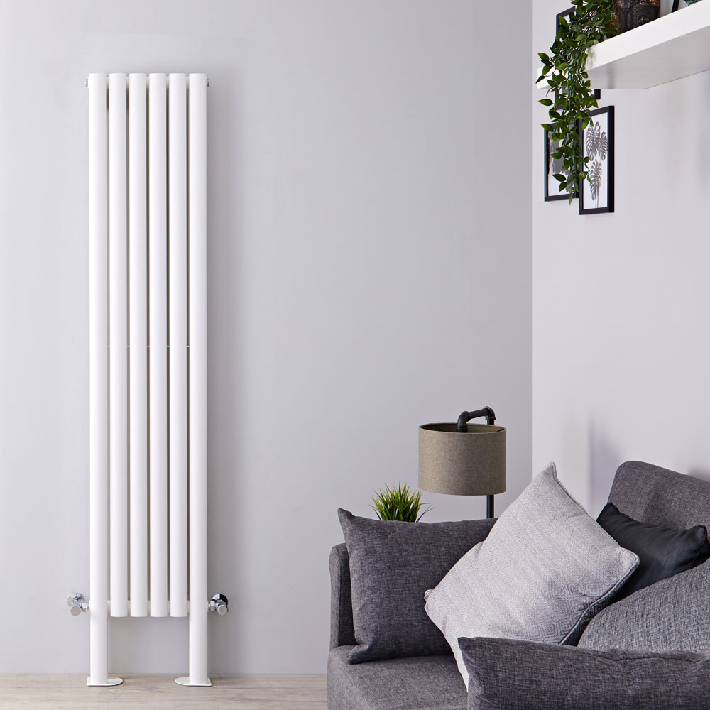 Design Heizkörper Vertikal Doppellagig mit Füßen Weiß 1800mm x 354mm 1228W - Revive Plus