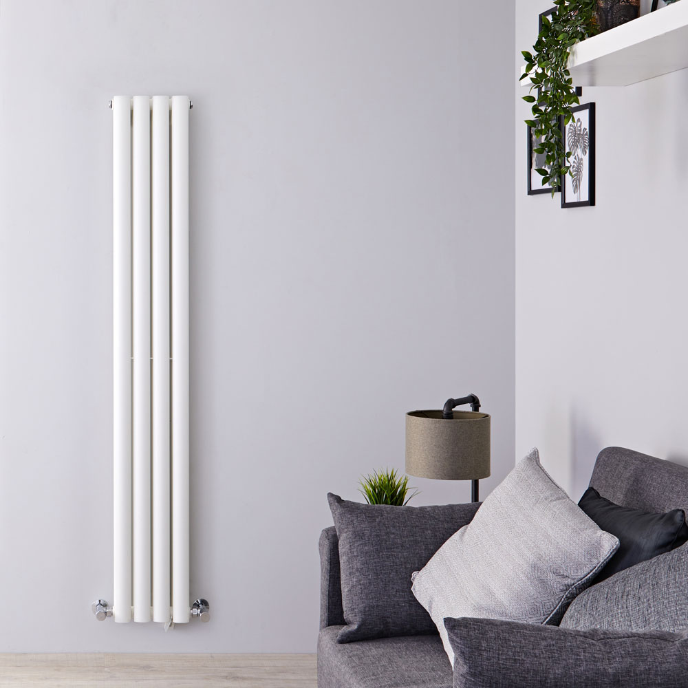 Design Heizkörper Vertikal Doppellagig Weiß 1600mm x 236mm 819W - Revive Slim