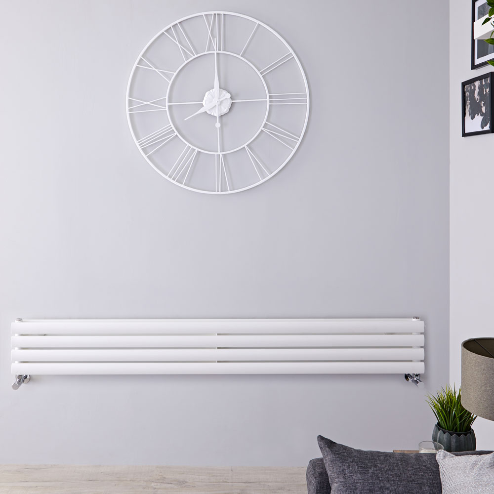 Design Heizkörper Horizontal Doppellagig Weiß 236mm x 1600mm 815W - Revive