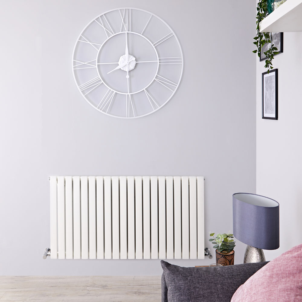 Design Heizkörper Horizontal Einlagig Weiß 635mm x 834mm 842W - Sloane