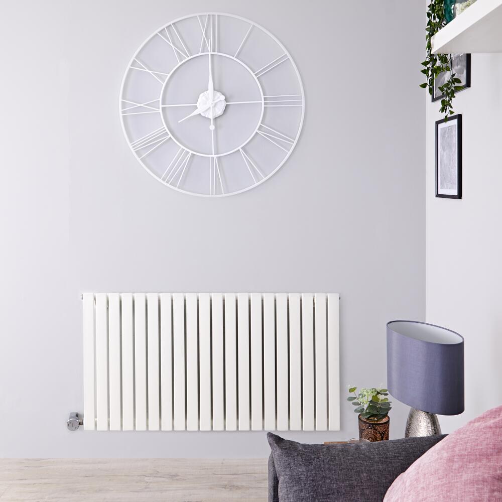Design Heizkörper Elektrisch Horizontal Einlagig Weiß 635mm x 834mm inkl. ein 1000W Heizelement - Sloane