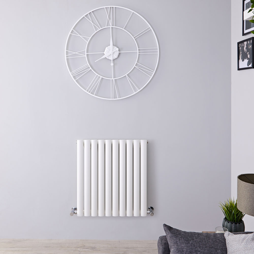 Design Heizkörper Horizontal Einlagig Weiß 635mm x 590mm 597W - Revive