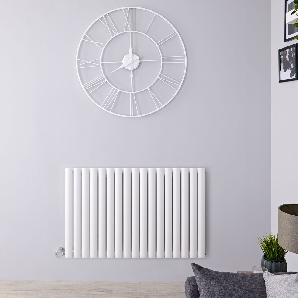 Design Heizkörper Elektrisch Horizontal Einlagig Weiß 635mm x 1000mm inkl. ein 1000W Heizelement - Revive
