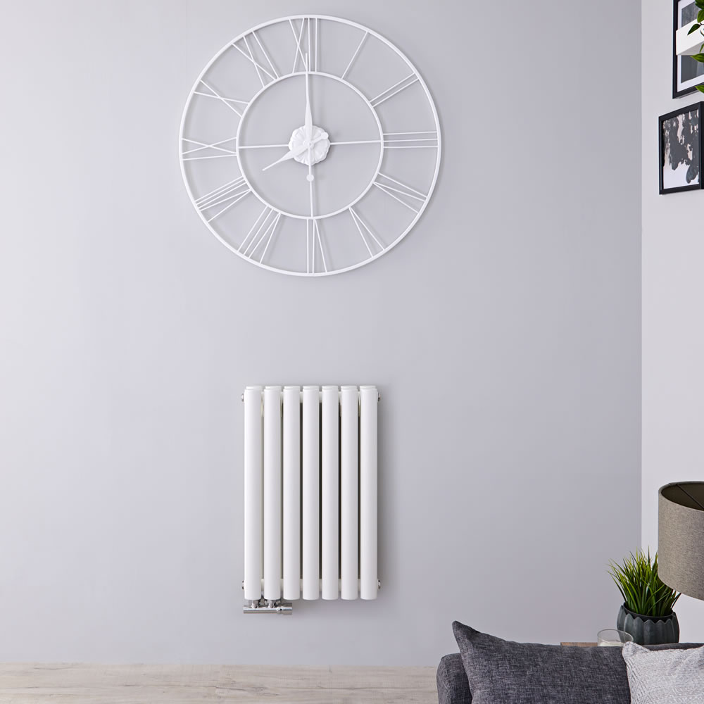 Design Heizkörper Horizontal Doppellagig Mittelanschluss Weiß 635mm x 415mm 729W - Revive Caldae