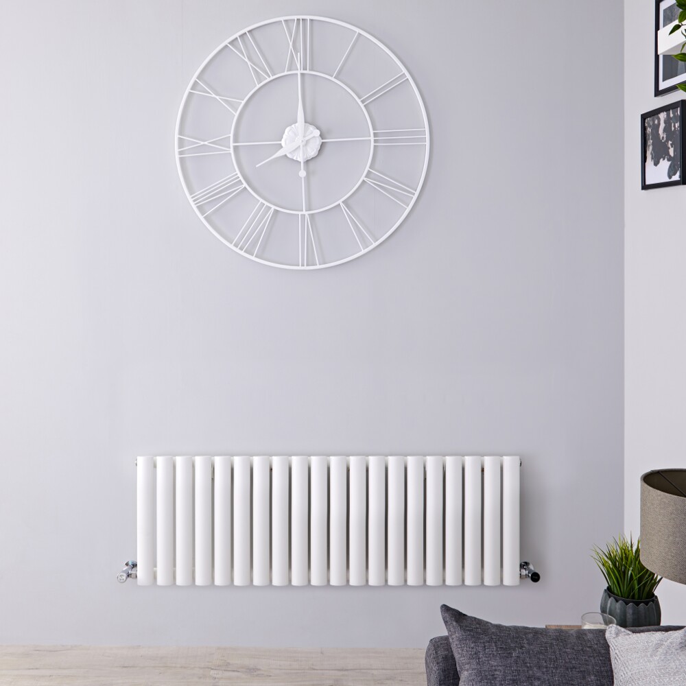 Design Heizkörper Horizontal Einlagig Weiß 400mm x 1180mm 906W - Revive