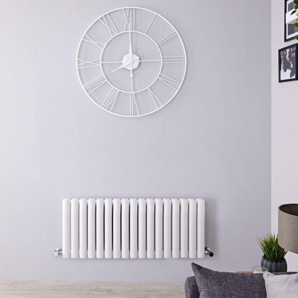 Design Heizkörper Horizontal Doppellagig Weiß 400mm x 1000mm 1171W - Revive