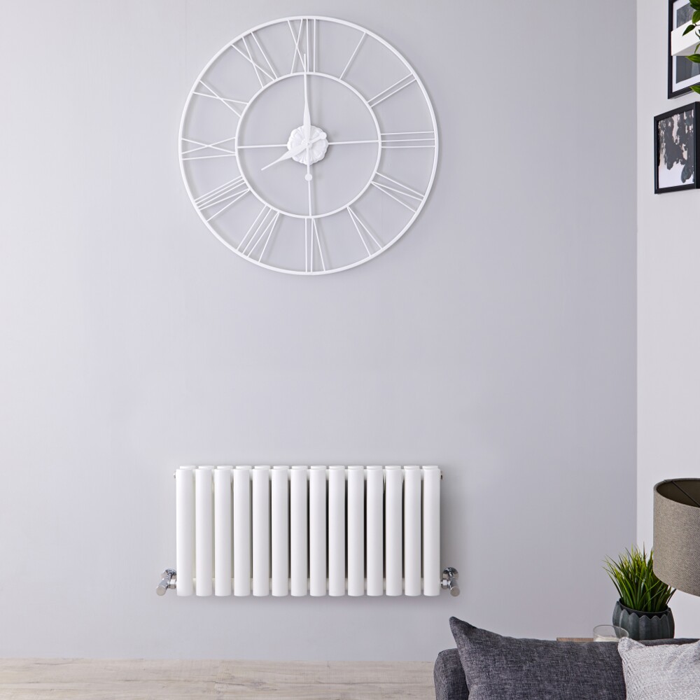 Design Heizkörper Horizontal Doppellagig Weiß 400mm x 834mm 964W - Revive