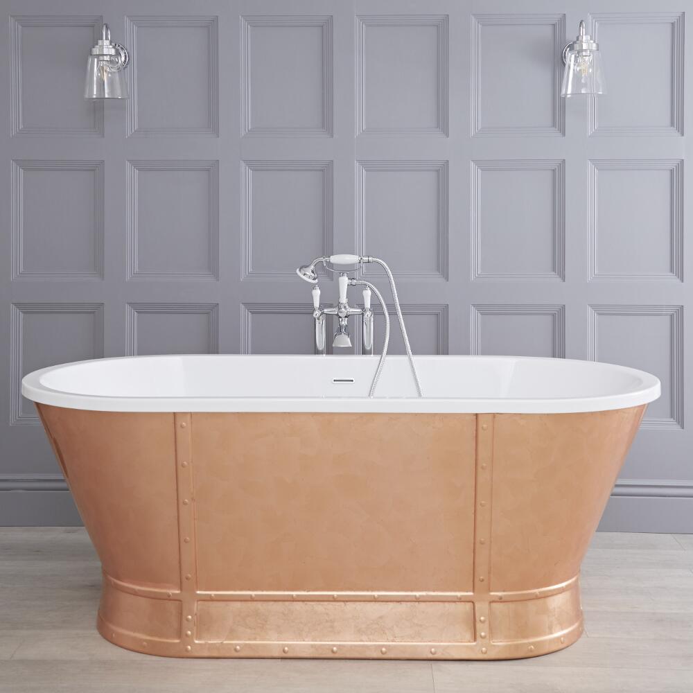 Hudson Reed Egermont doppelseitige abgerundete Badewanne 1676mm x 780mm - Bronze