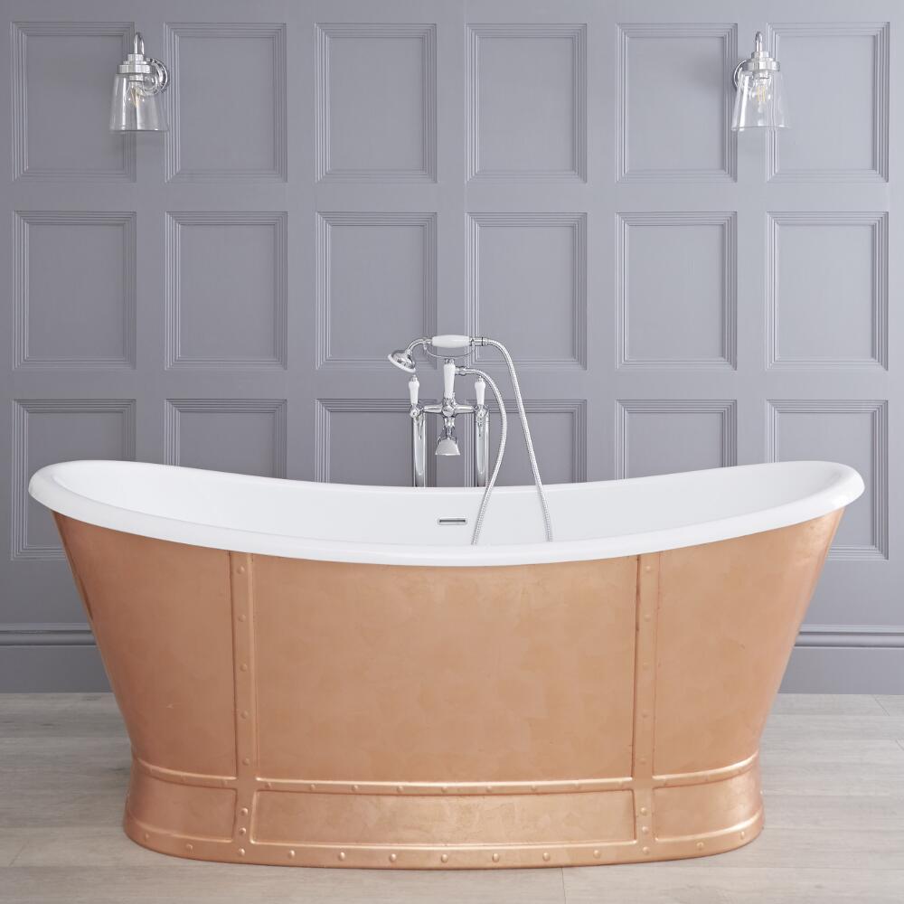 Doppelseitige Freistehende Acryl Badewanne 1680mm x 780mm Bronze - Egermont