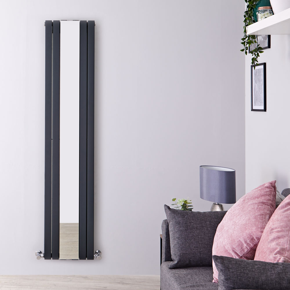 Design Heizkörper Vertikal Doppellagig Anthrazit 1800mm x 381mm 1682W - Sloane