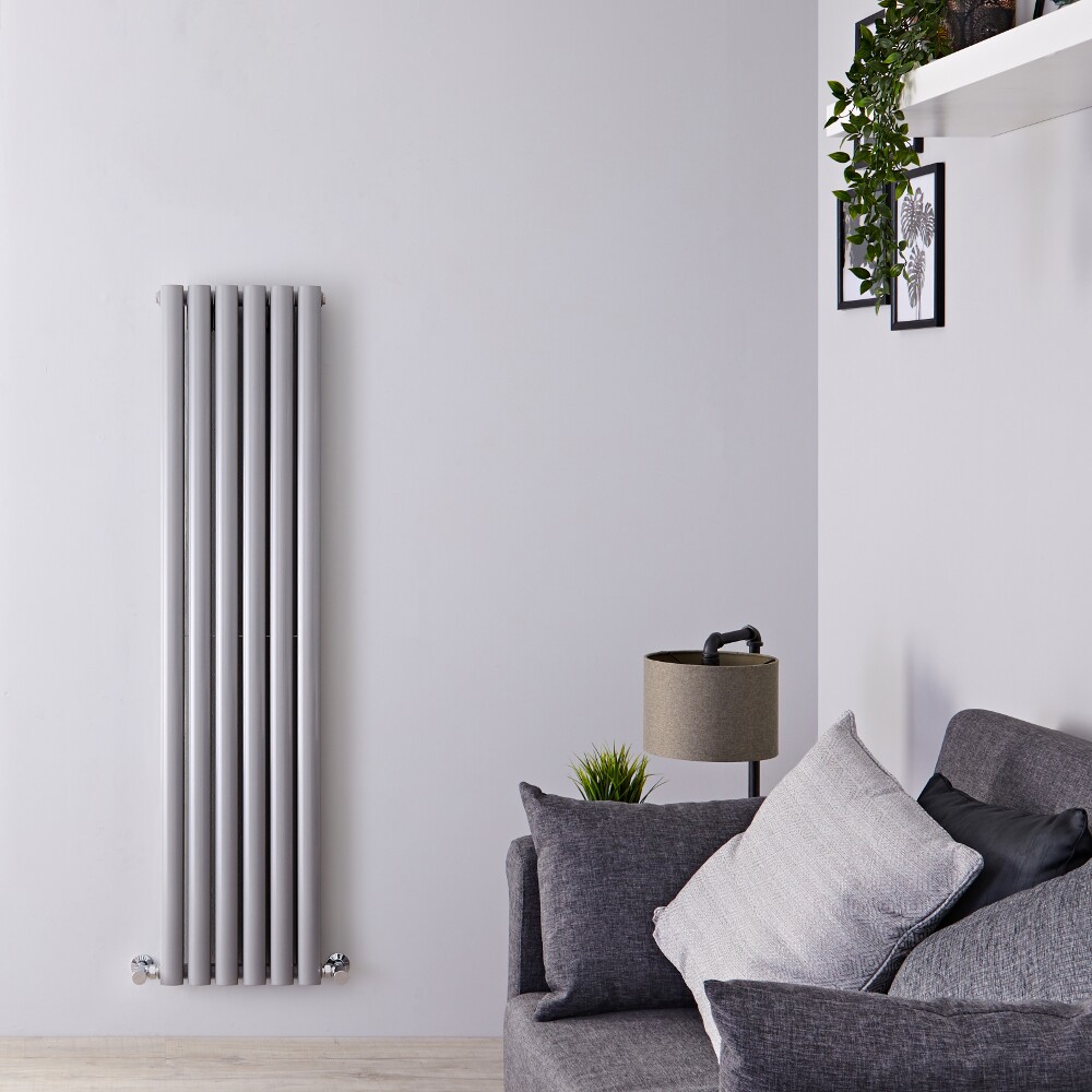 Design Heizkörper Vertikal Doppellagig Silber 1500mm x 354mm 1380W - Revive