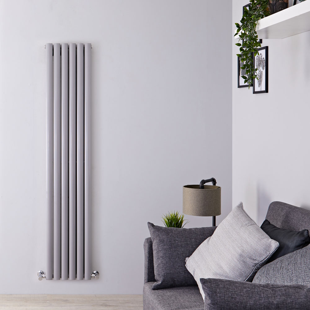 Design Heizkörper Vertikal Doppellagig Silber 1800mm x 354mm 1385W - Revive