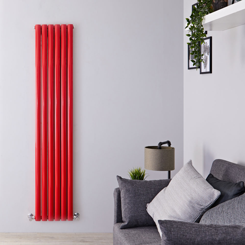 Design Heizkörper Vertikal Doppellagig Rot 1800mm x 355mm 1632W - Revive