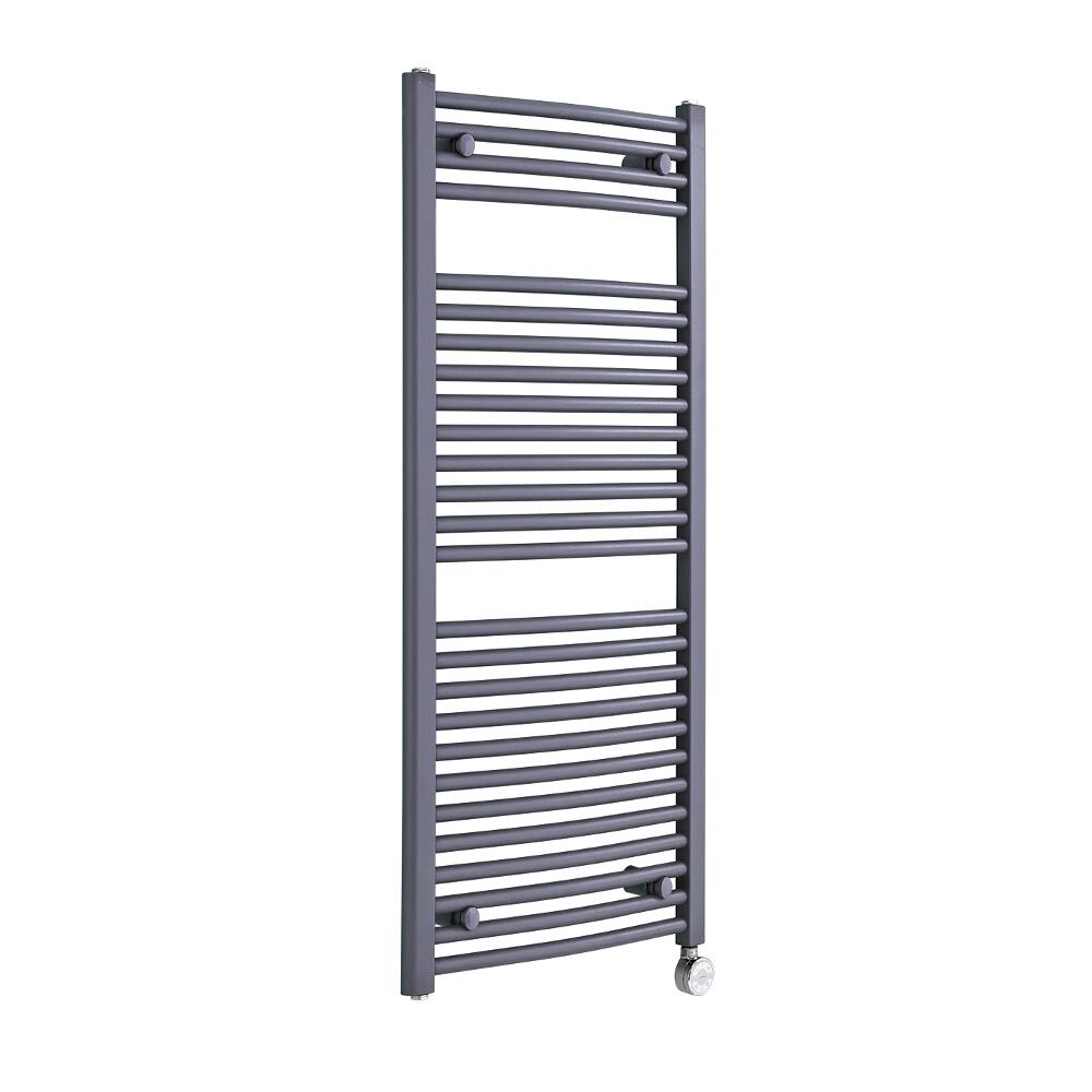 Elektrischer Handtuchheizkörper Gebogen Anthrazit 1200mm x 500mm inkl. ein 600W Heizelement - Loa