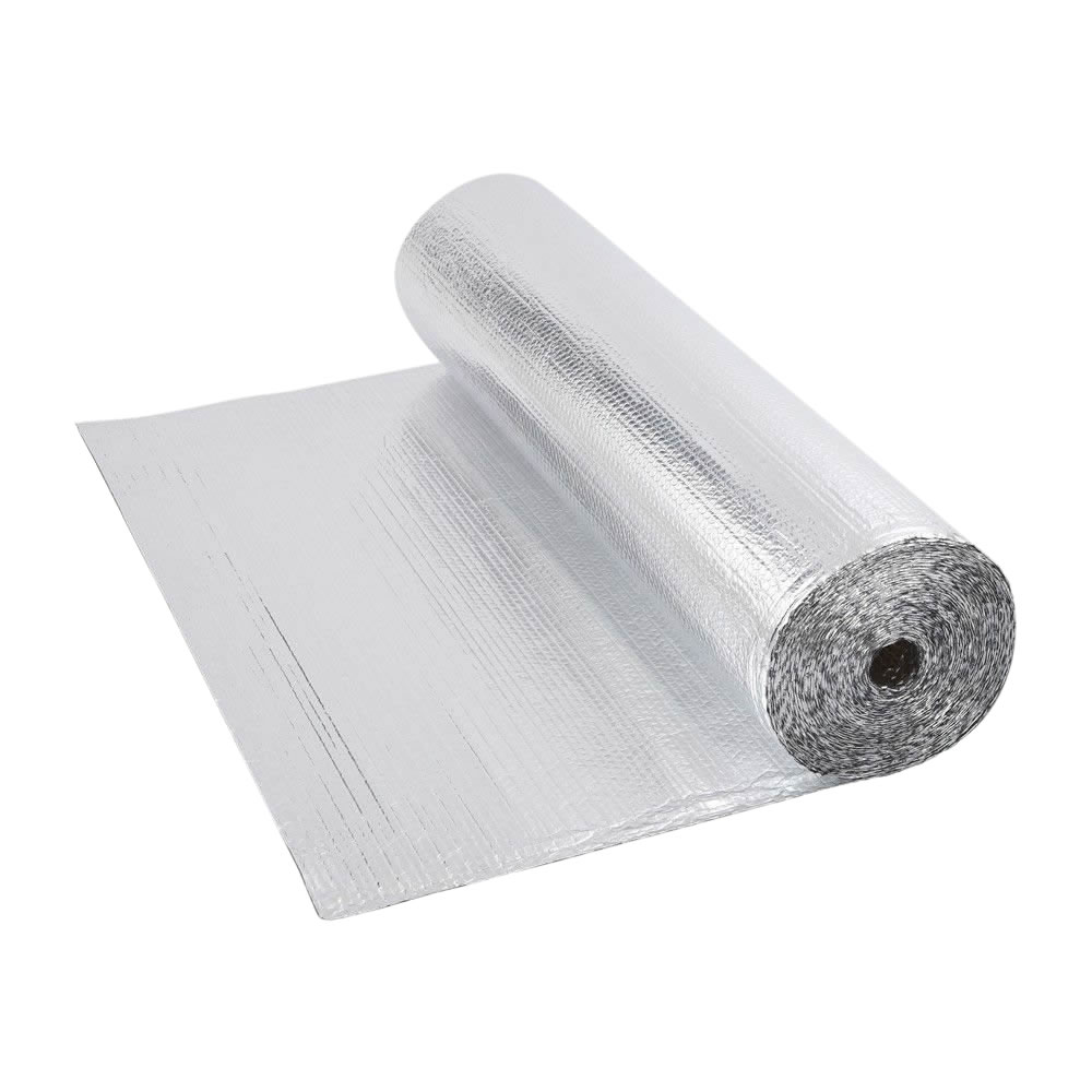 Gepolsterte Isolierfolie aus Aluminium Beidseitig 25m x 1.2m Rolle 30m2